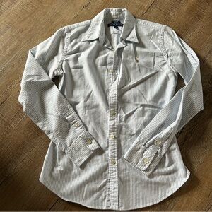 Polo by Ralph Lauren Women's Gray Striped Button-Down Shirt